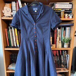 Collectif Vintage Size UK 12/ US 8 Blue Dress